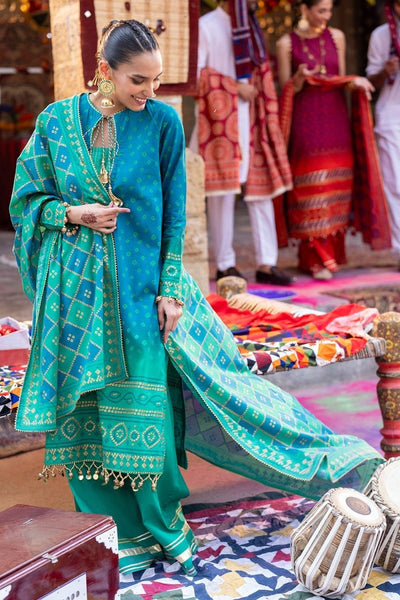 Gul Ahmed 3 Piece Unstitched Gold Printed Lawn Suit CL-52410 A