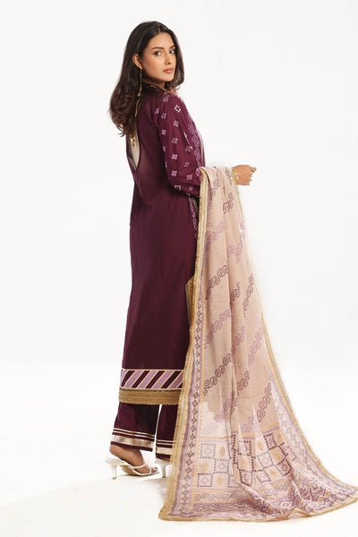 Gul Ahmed 3 Piece Unstitched Zari Embroidered Lawn Suit with Gold Printed Lawn Dupatta CL-52413