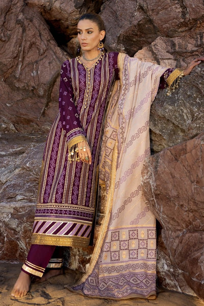 Gul Ahmed 3 Piece Unstitched Zari Embroidered Lawn Suit with Gold Printed Lawn Dupatta CL-52413
