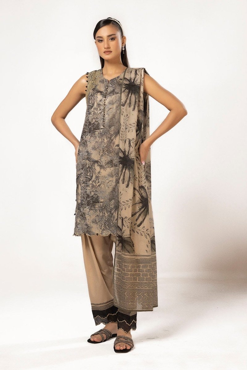 Gul Ahmed 3 Piece Unstitched Embroidered Printed Lawn Suit with Printed Lawn Dupatta CL-52431