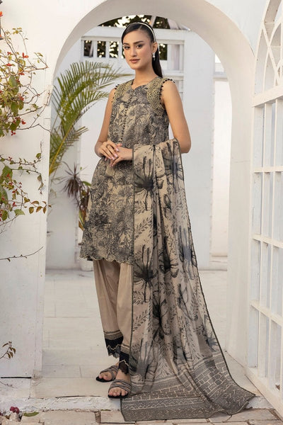 Gul Ahmed 3 Piece Unstitched Embroidered Printed Lawn Suit with Printed Lawn Dupatta CL-52431