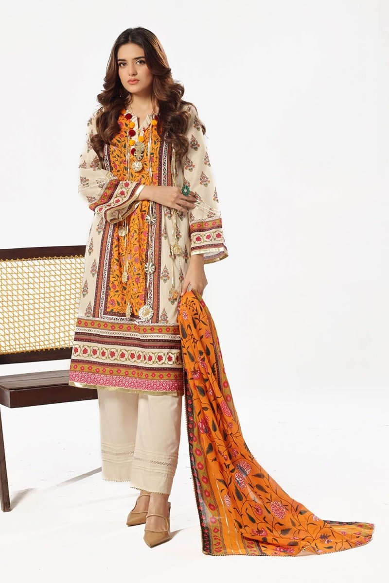 Gul Ahmed 3 Piece Unstitched Printed Lawn Suit with Printed Lawn Dupatta CL-52503