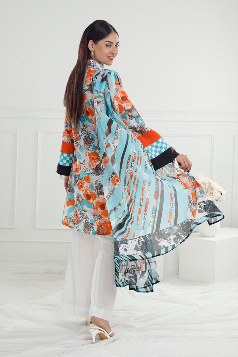 Gul Ahmed 3 Piece Unstitched Printed Lawn Suit with Printed Lawn Dupatta CL-52563