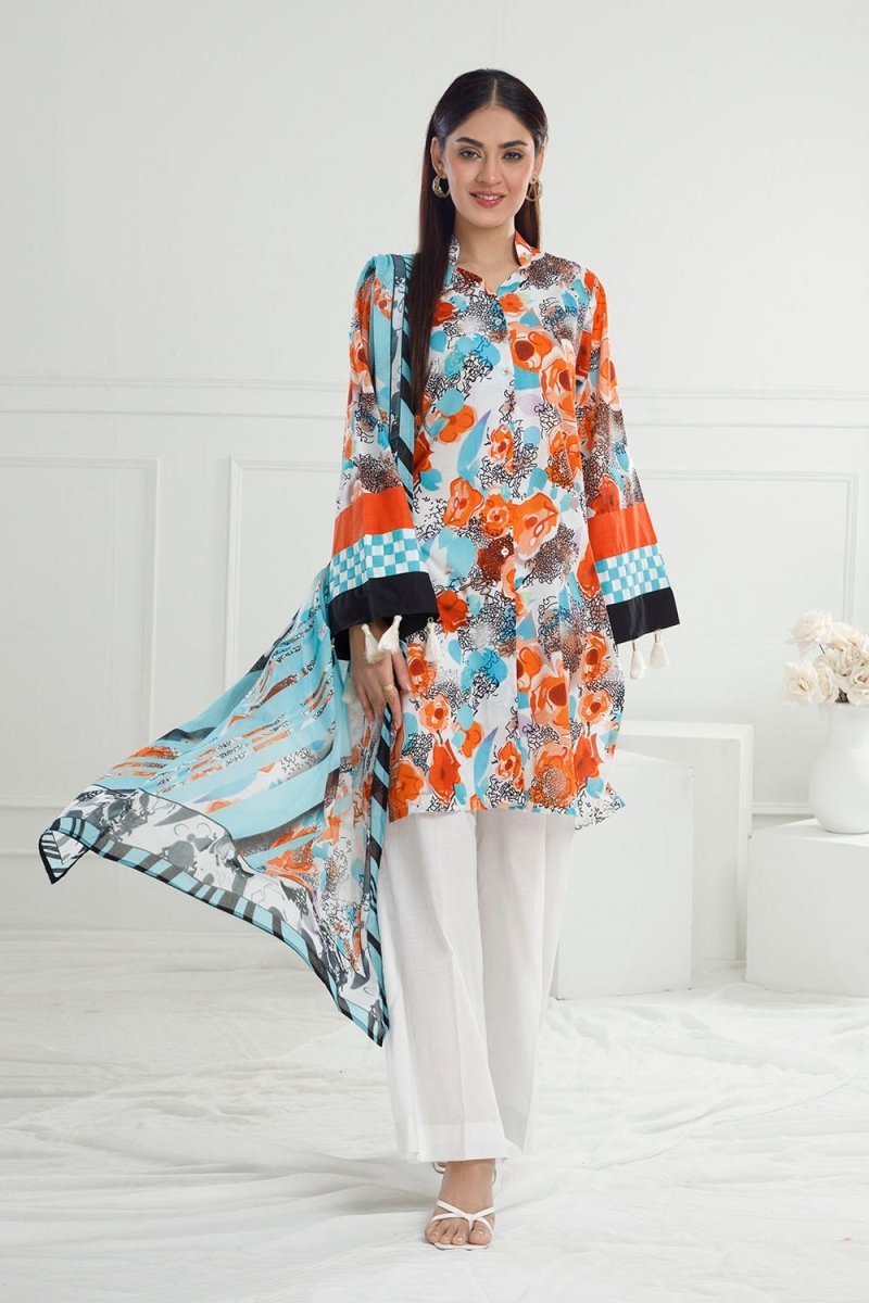 Gul Ahmed 3 Piece Unstitched Printed Lawn Suit with Printed Lawn Dupatta CL-52563