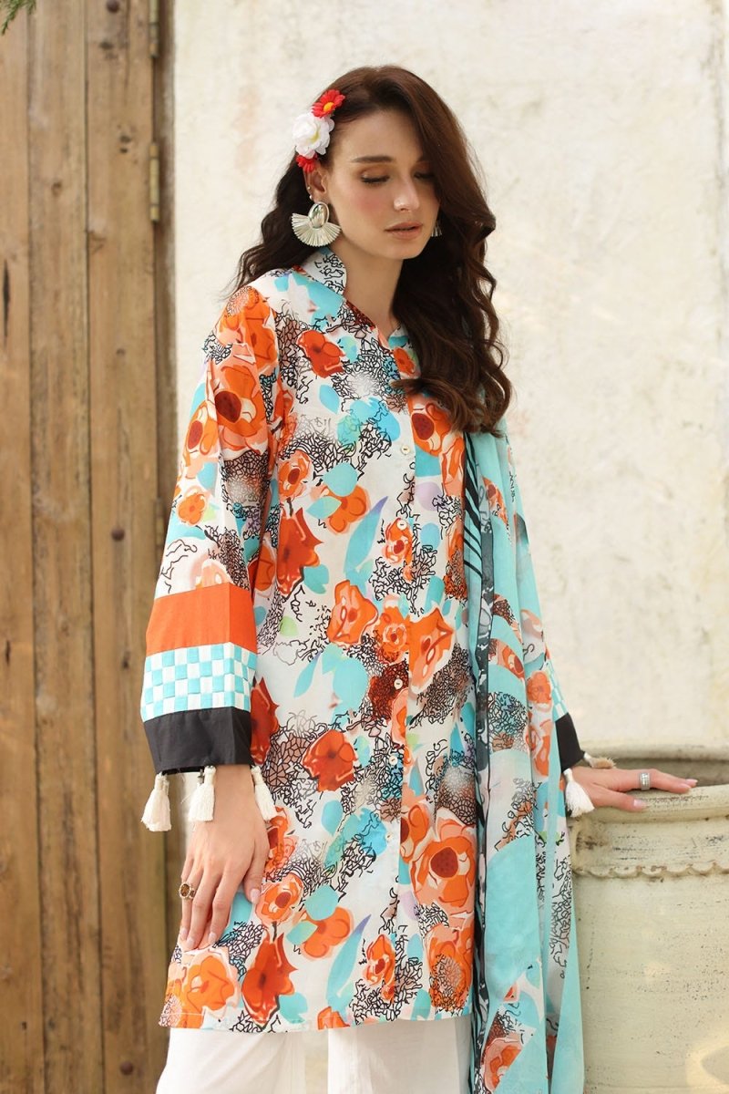 Gul Ahmed 3 Piece Unstitched Printed Lawn Suit with Printed Lawn Dupatta CL-52563