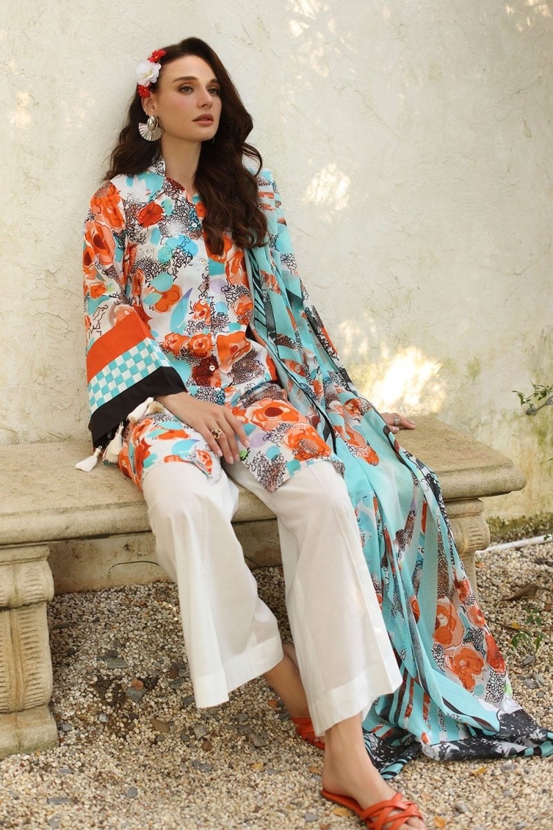 Gul Ahmed 3 Piece Unstitched Printed Lawn Suit with Printed Lawn Dupatta CL-52563