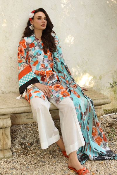 Gul Ahmed 3 Piece Unstitched Printed Lawn Suit with Printed Lawn Dupatta CL-52563