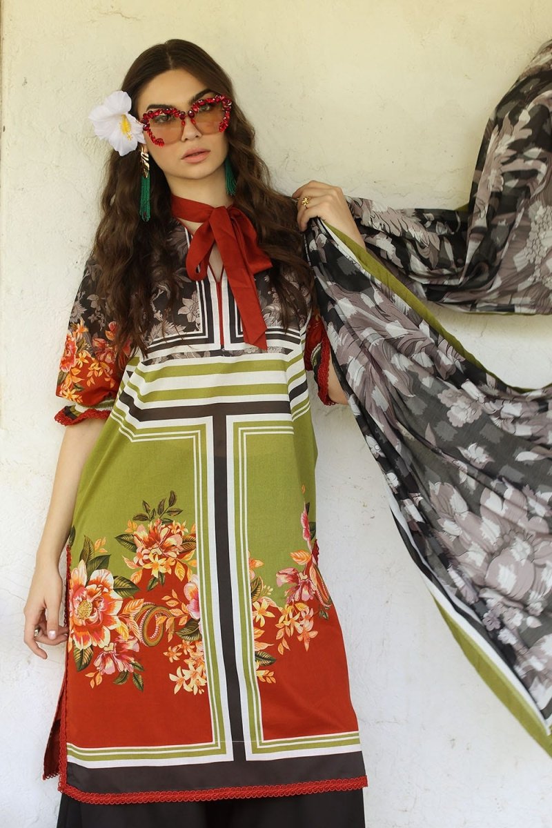 Gul Ahmed 3 Piece Unstitched Printed Lawn Suit with Printed Lawn Dupatta CL-52570