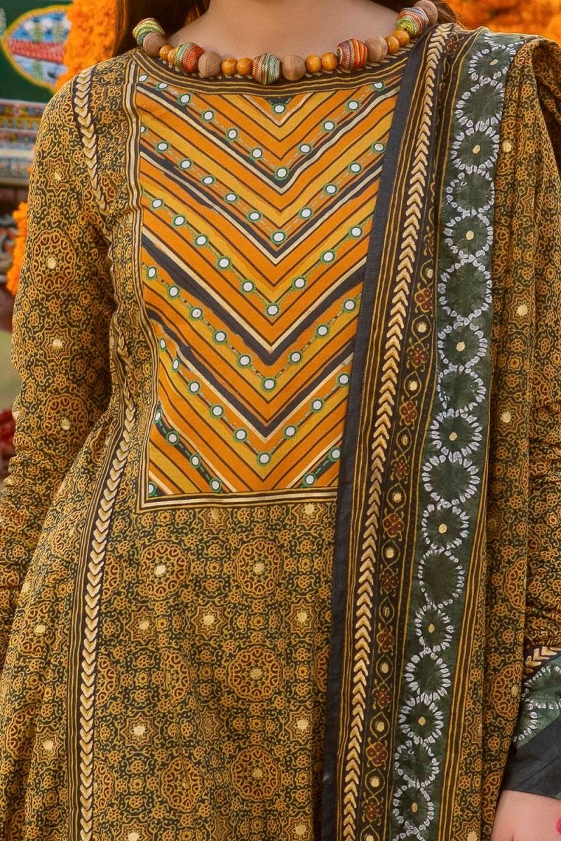 Gul Ahmed 3 Piece Unstitched Gold Printed Lawn Suit CL-52631