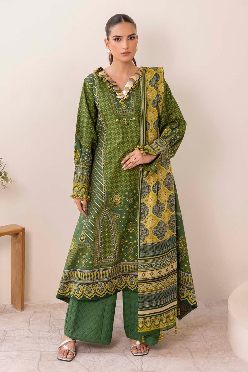Gul Ahmed 3 Piece Unstitched Gold Printed Lawn Suit CL-52635