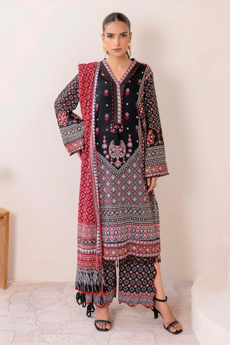 Gul Ahmed 3 Piece Unstitched Embroidered Gold Printed Lawn Suit CL-52636