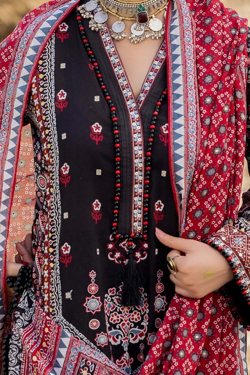 Gul Ahmed 3 Piece Unstitched Embroidered Gold Printed Lawn Suit CL-52636