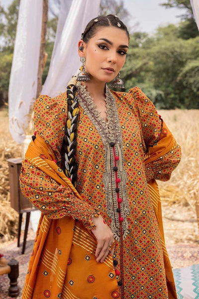 Gul Ahmed 3 Piece Unstitched Embroidered Gold Printed Lawn Suit CL-52640