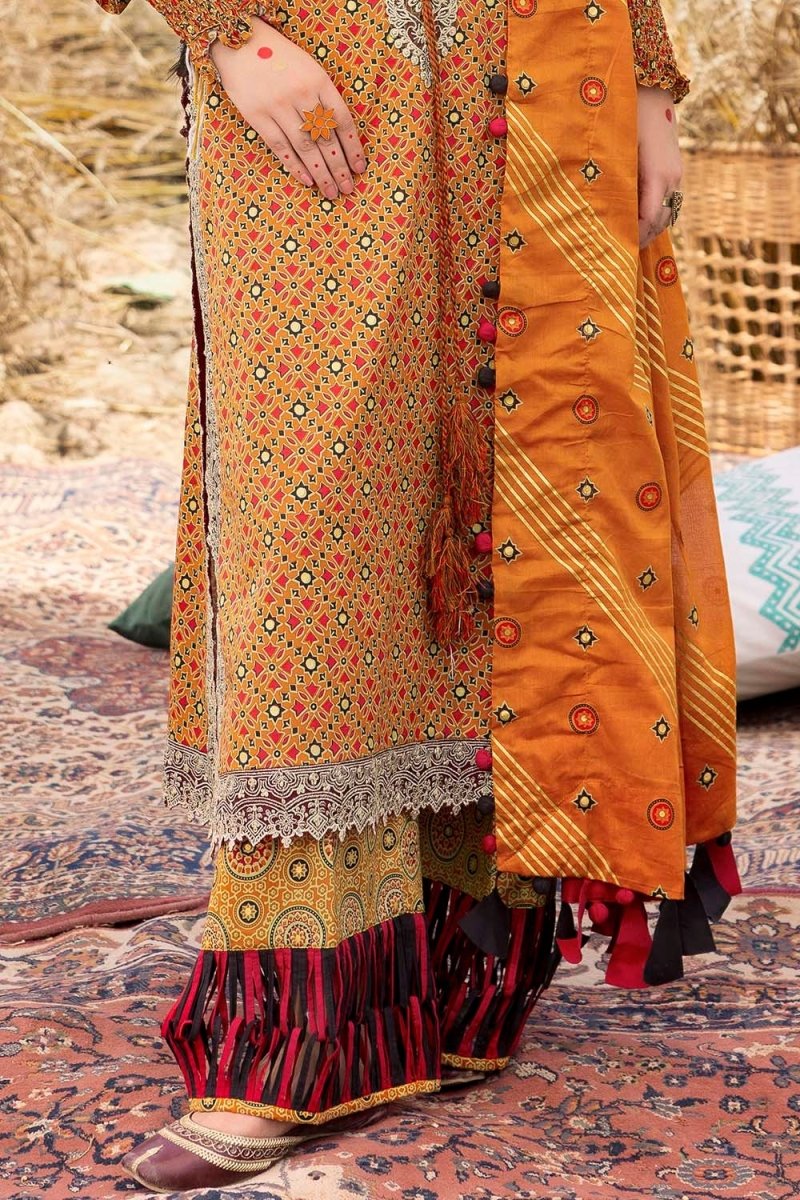 Gul Ahmed 3 Piece Unstitched Embroidered Gold Printed Lawn Suit CL-52640