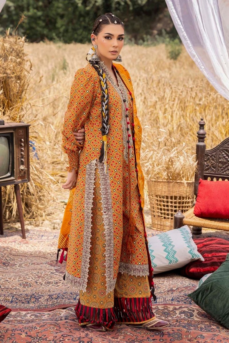 Gul Ahmed 3 Piece Unstitched Embroidered Gold Printed Lawn Suit CL-52640