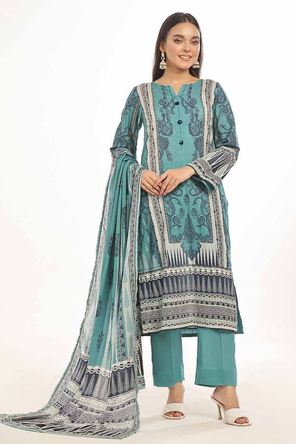 Gul Ahmed 3PC Unstitched Printed Lawn Suit CLP-32331