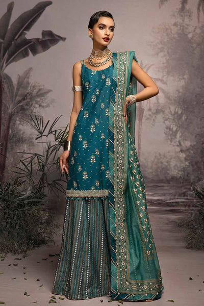 Gul Ahmed 3PC Embroidered Gold and Lacquer Printed Lawn Suit with Cotton Net Dupatta CN-32023