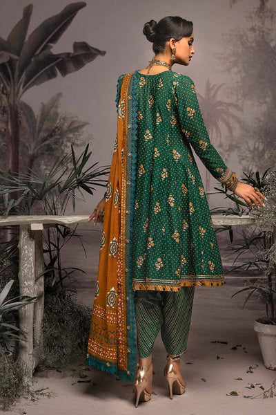 Gul Ahmed 3PC Embroidered Gold and Lacquer Printed Lawn Suit with Cotton Net Dupatta CN-32025