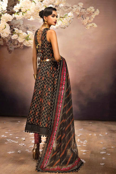 Gul Ahmed 3PC Embroidered Gold and Lacquer Printed Lawn Suit with Cotton Net Dupatta CN-32027