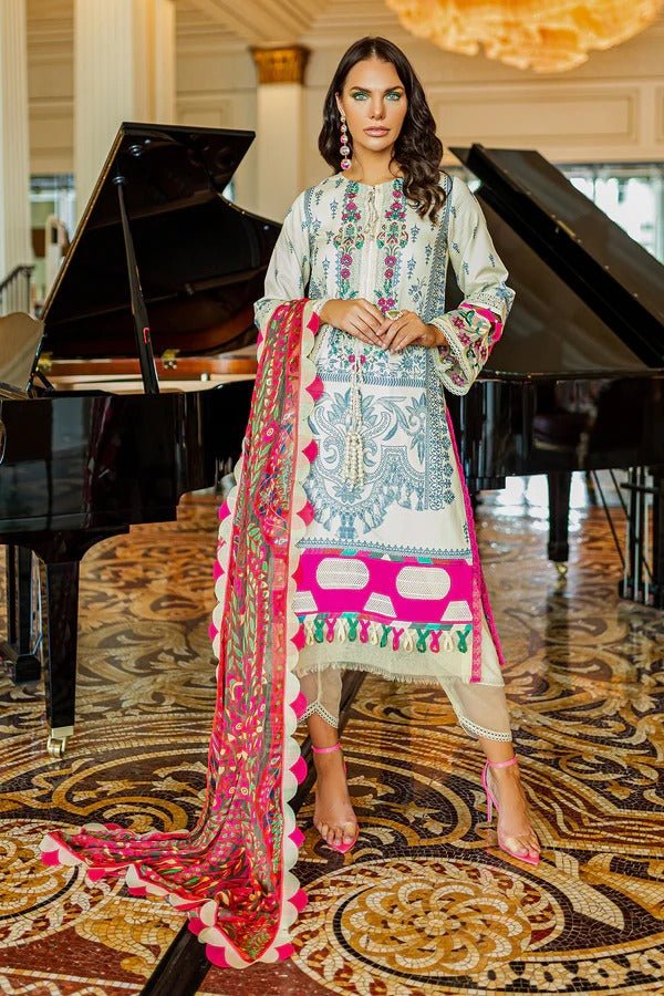 Jade Classic 3 Piece Unstitched Digital Printed Cotton Satin Suit - CS-20001 A