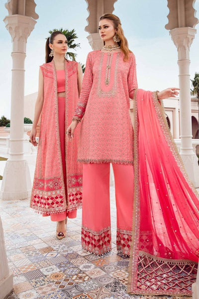 Maria. B 03 Piece Unstitched Embroidered Cotton Satin Suit - CST-701 Candy Pink