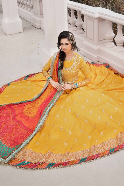 Maria. B 03 Piece Unstitched Embroidered Cotton Satin Suit - CST-705 Yellow