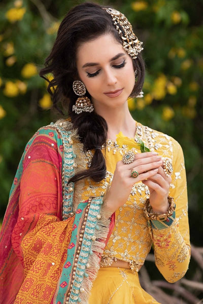 Maria. B 03 Piece Unstitched Embroidered Cotton Satin Suit - CST-705 Yellow