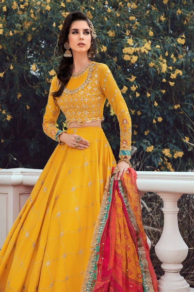 Maria. B 03 Piece Unstitched Embroidered Cotton Satin Suit - CST-705 Yellow