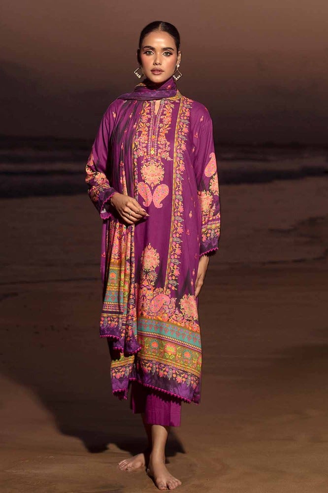 Gul Ahmed 3PC Stitched Digital Printed Cotail Linen Suit CV-32006
