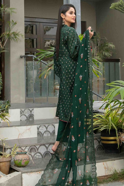 Tawakkal Fabrics 3 Piece Stitched jaal & Daman Embroidered Boti Broshia lawn Suit - D-1133