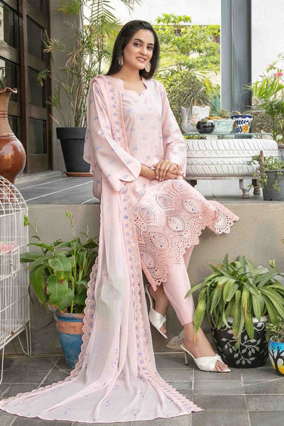 Tawakkal Fabrics 3 Piece Stitched jaal & Daman Embroidered Boti Broshia lawn Suit - D-1138