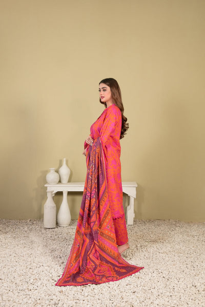 Tawakkal Fabrics 3 Piece Stitched Digital Printed Embroidered Khaddar Suit - D-1148