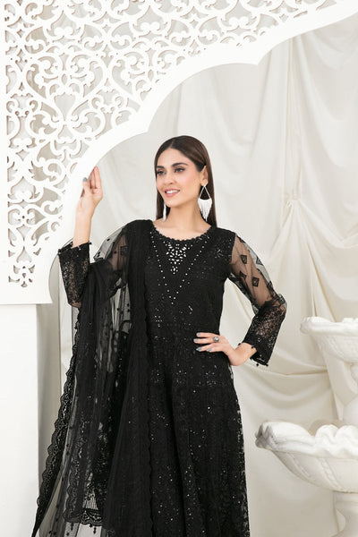 Tawakkal Fabrics 3 Piece Stitched Fancy Heavy Embroidered Net Suit - D-1220