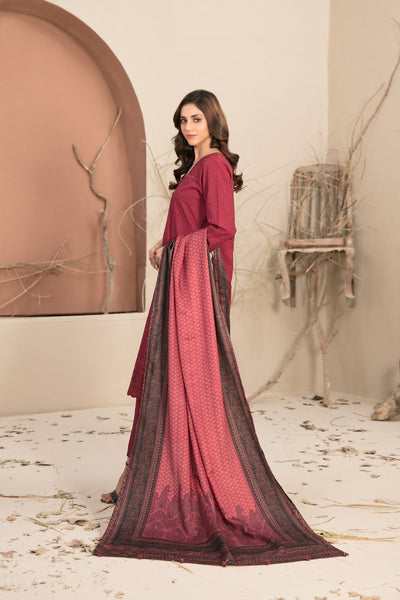 Tawakkal Fabrics 3 Piece Stitched Schiffli Embroidered Khaddar Suit - D-1243