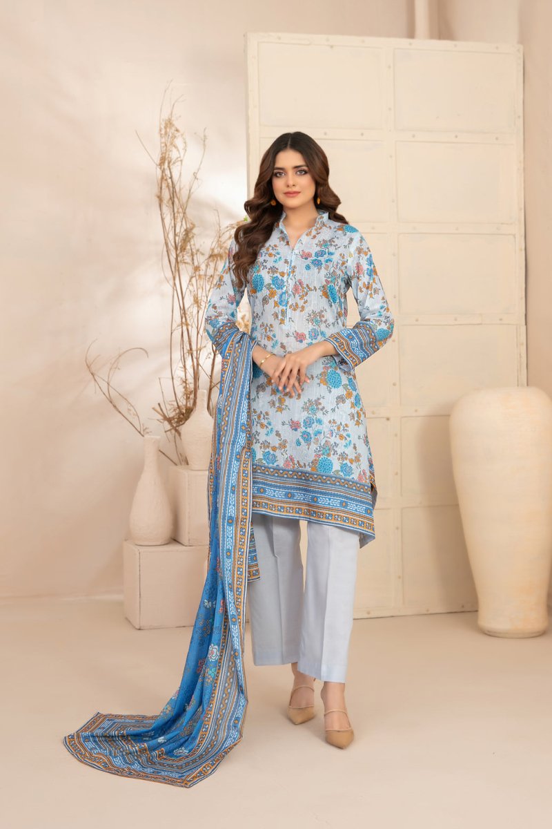Tawakkal Fabrics 3 Piece Stitched Digital Printed Bana Dora Lawn Suit - D-1277