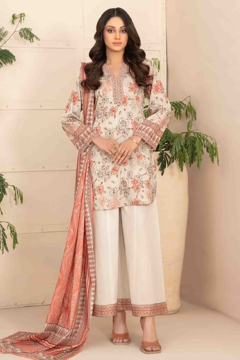 Tawakkal Fabrics 3 Piece Stitched Digital Printed Bana Dora Lawn Suit - D-1284