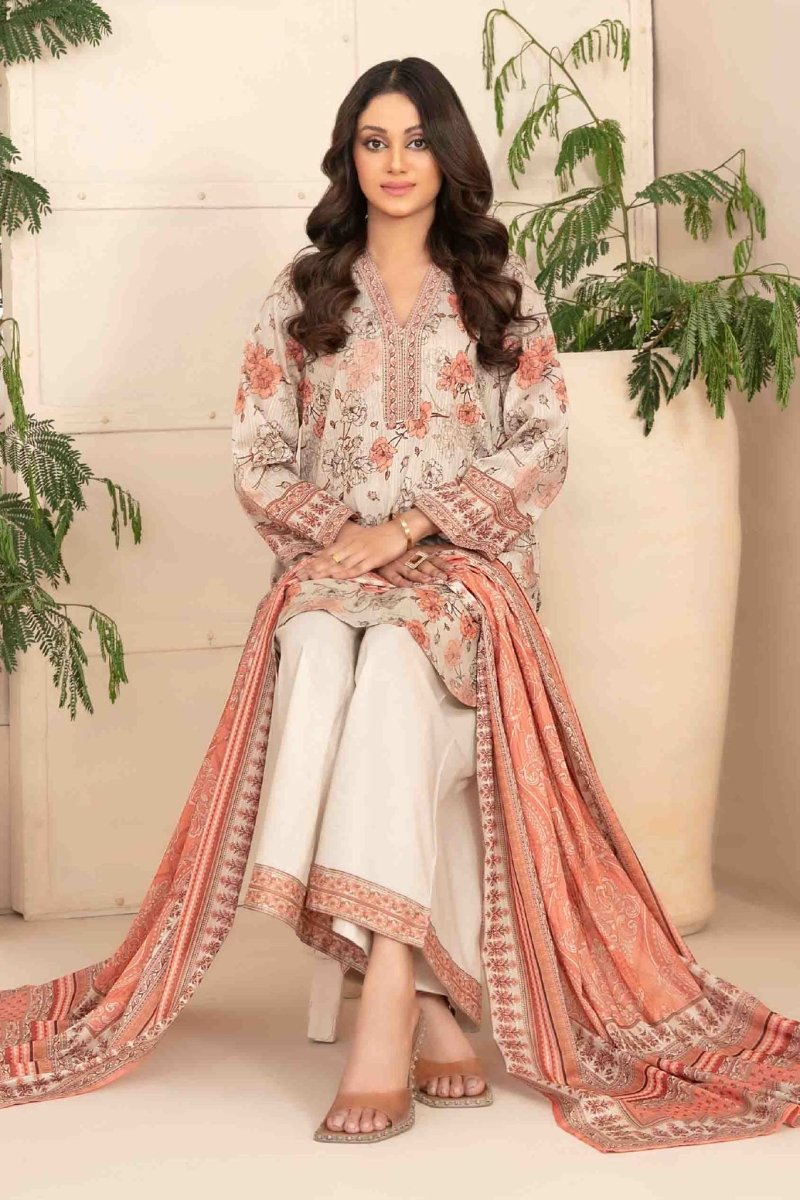Tawakkal Fabrics 3 Piece Stitched Digital Printed Bana Dora Lawn Suit - D-1284