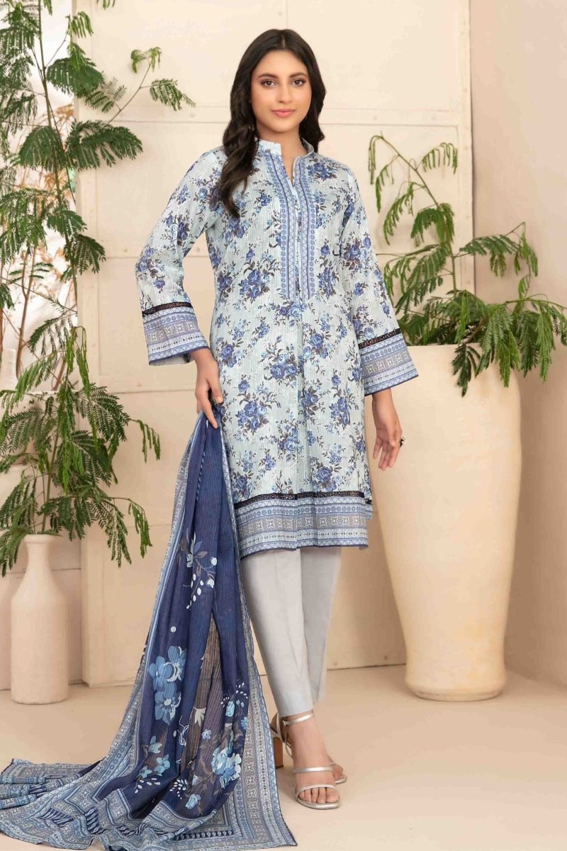 Tawakkal Fabrics 3 Piece Stitched Digital Printed Bana Dora Lawn Suit - D-1285