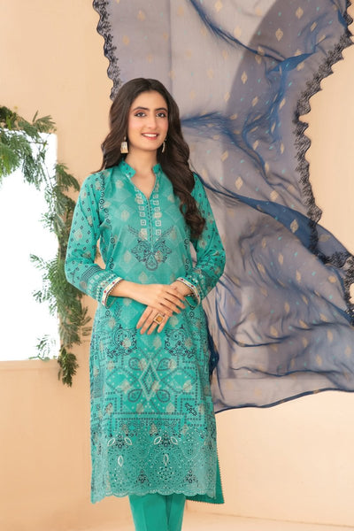 Tawakkal Fabrics 3 Piece Stitched Embroidered Digital Printed Broshia Lawn Suit - D-1351