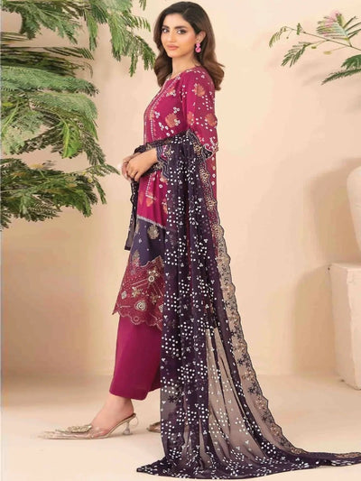 Tawakkal Fabrics 3 Piece Stitched Embroidered Digital Printed Broshia Lawn Suit - D-1353