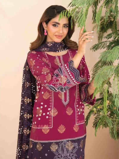 Tawakkal Fabrics 3 Piece Stitched Embroidered Digital Printed Broshia Lawn Suit - D-1353