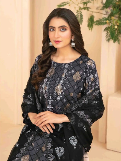 Tawakkal Fabrics 3 Piece Stitched Embroidered Digital Printed Broshia Lawn Suit - D-1357