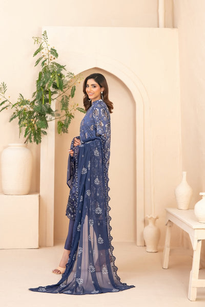 Tawakkal Fabrics 3 Piece Stitched Embroidered Digital Printed Broshia Lawn Suit - D-1358