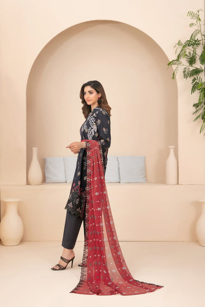 Tawakkal Fabrics 3 Piece Stitched Embroidered Digital Printed Broshia Lawn Suit - D-1359