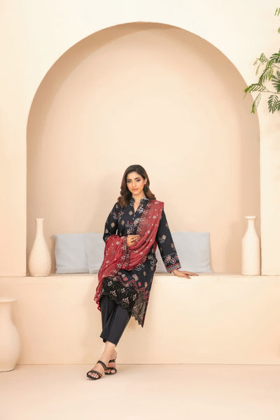 Tawakkal Fabrics 3 Piece Stitched Embroidered Digital Printed Broshia Lawn Suit - D-1359