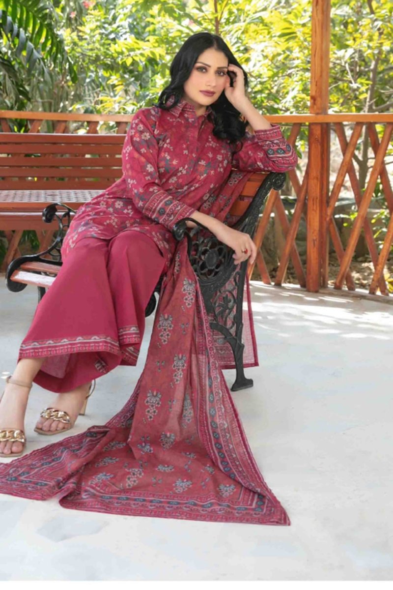Tawakkal Fabrics 3 Piece Stitched Digital Printed Bana Dora lawn Suit - D-1415