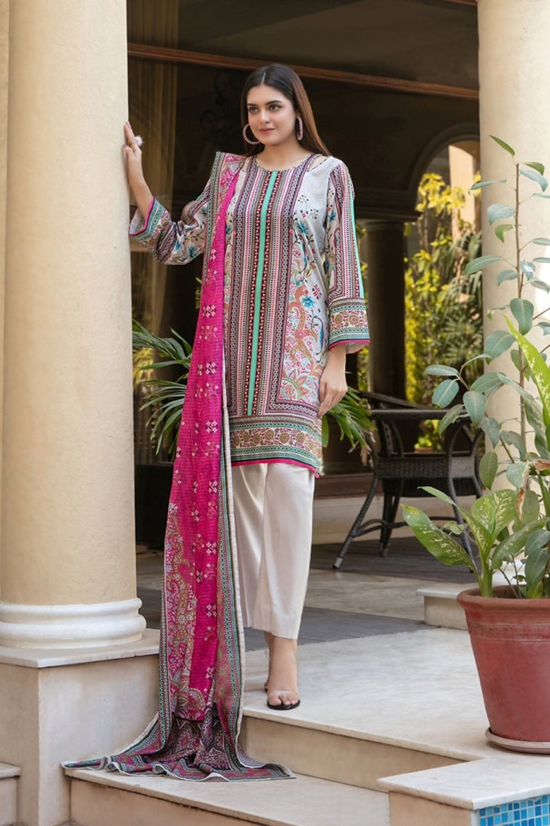Tawakkal Fabrics 3 Piece Stitched Printed Bana Dora  lawn Suit - D-1497
