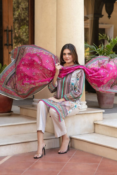 Tawakkal Fabrics 3 Piece Stitched Printed Bana Dora  lawn Suit - D-1497