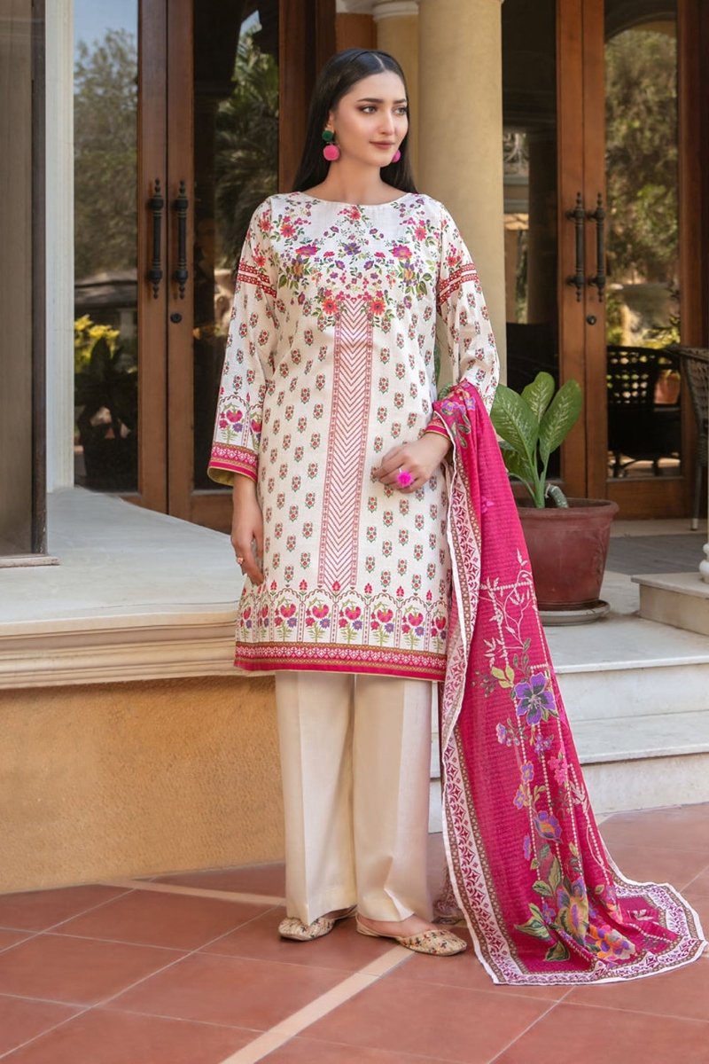 Tawakkal Fabrics 3 Piece Stitched Printed Bana Dora  lawn Suit - D-1499