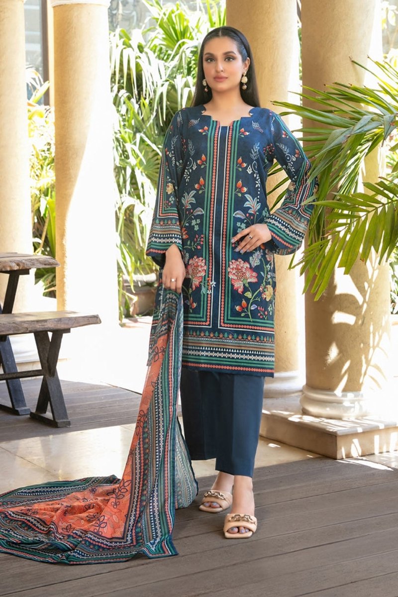Tawakkal Fabrics 3 Piece Stitched Printed Bana Dora  lawn Suit - D-1501